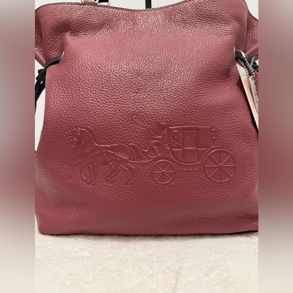 Coach Andy Horse & Carriage Raspberry Wine Pebbled Pink Leather Tote Bag EUC - Picture 5 of 11